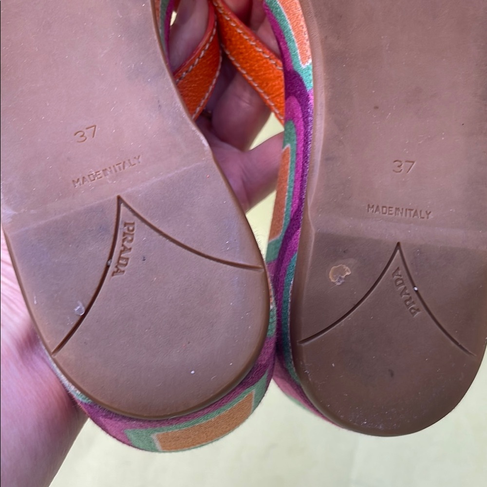 Vintage multicolored Prada Sandals with Geometric Pattern and Cushioned Sole - Picture 12 of 14